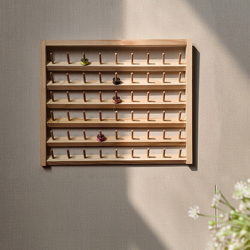 Foldable Wooden Thread Spool Holder Wall-Mountable for Sewing, Embroidery, Hair Extensions