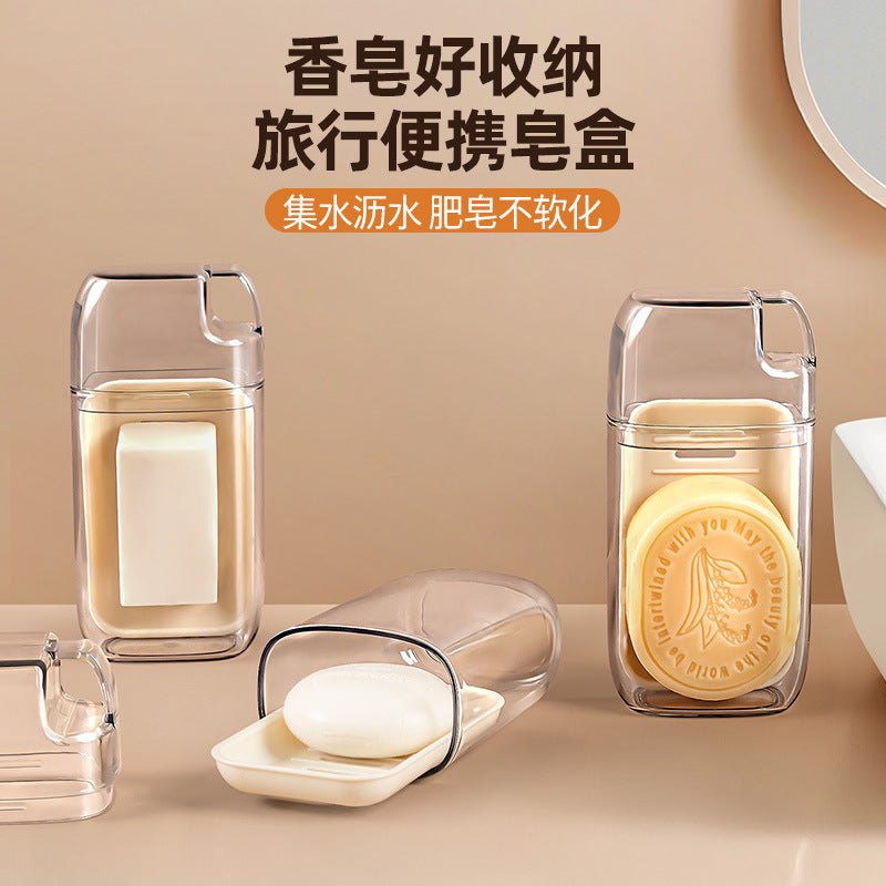 Portable Travel Soap Dish with Lid and Drain for Business Trips