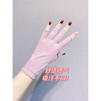 UV Protection Half-Finger Ice Silk Driving Gloves for Women