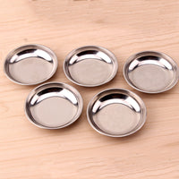 Stainless Steel Mini Round Sauce Dish Flat Bottom Dipping Plate Seasoning Tray