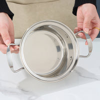 Individual Stainless Steel Hot Pot with Strainer or Divider, Commercial Grade Mini Shabu Shabu Pot