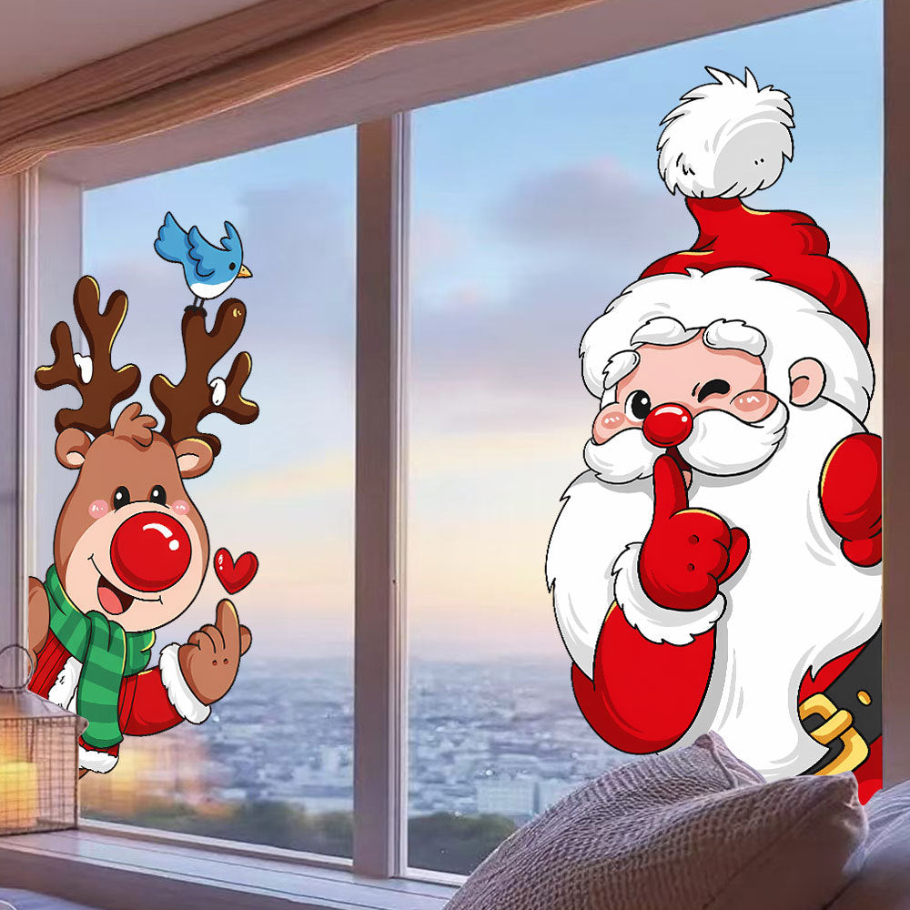 Christmas New Year Window Clings Static Stickers for Holiday Decoration