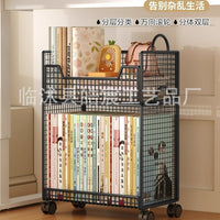 Rolling Bookshelf Storage Cart with Wheels, Detachable Under-Desk Organizer for Books and Supplies