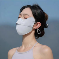 UV Protection Face Mask for Summer, Breathable Ice Silk Full Face Sunshade with Eye Protection