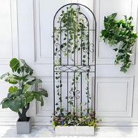 Wrought Iron Garden Trellis for Climbing Plants, Roses, and Vines - Outdoor Arch Support for Yard and Patio