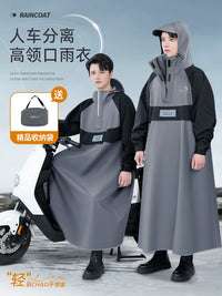 Adult Electric Scooter Raincoat with Storage Bag, Full Body Coverage, Lightweight Fabric, High Collar, and Cuffed Sleeves