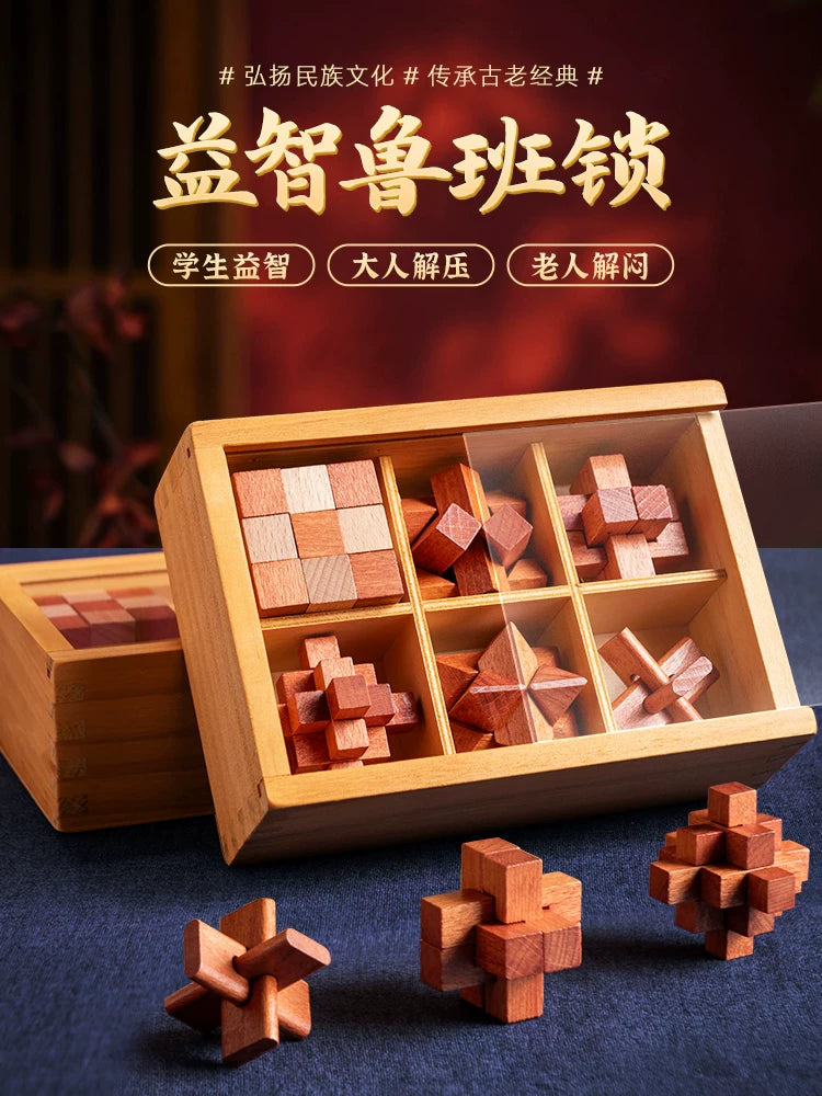 Luban Lock Kongming Lock Brain Teaser Puzzle Set for Kids and Students