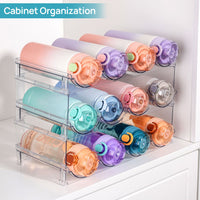 Stackable Clear Refrigerator Bottle Organizer for Wine, Water Bottles, and Tumblers
