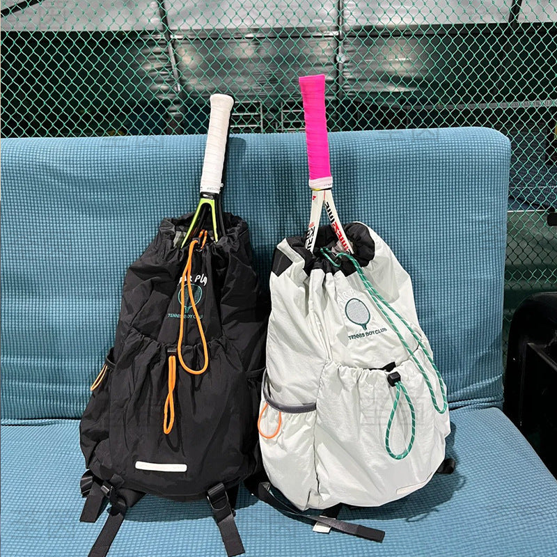 Lightweight Drawstring Backpack for Badminton and Tennis Rackets, Large Capacity Sports Travel Bag for Men and Women