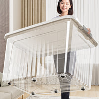 Clear Stackable Storage Box with Lid for Clothes, Toys, and Home Organization