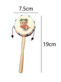 Sheepskin Rattle Drum Teether Toy for Babies 1-2 Years Old, Infant Grasp Training Toy