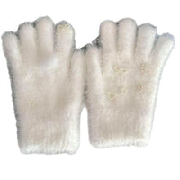 Women's Plush Faux Mink Five-Finger Touchscreen Gloves for Winter