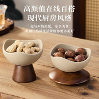 Japanese Style Ceramic Dessert Cup with Pedestal Base for Afternoon Tea Snacks