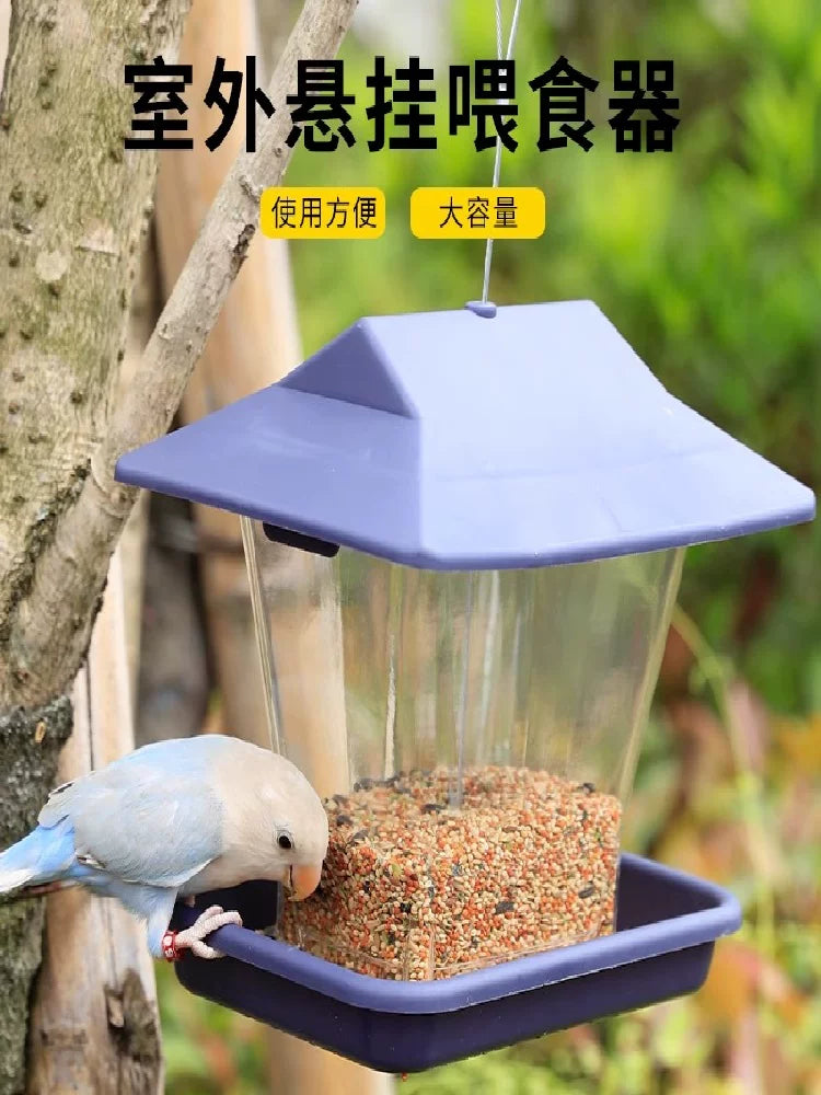 Outdoor Hanging Bird Feeder with Rainproof Design and Large Capacity