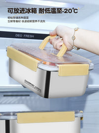 Portable Stainless Steel Food Storage Container Set with Handle, Large Capacity Refrigerator Organizer for Outdoor Camping