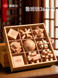 Luban Lock Kongming Lock Wooden Puzzle Set for Kids and Adults, Brain Teaser Educational Toy