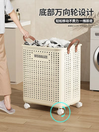 Foldable Laundry Hamper with Wheels, Large Capacity Clothes Basket for Bathroom and Home