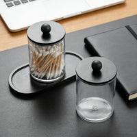 Round Dustproof Cotton Swab Holder with Lid for Home, Hotel, Restaurant - Portable Cosmetic Pad Storage Jar