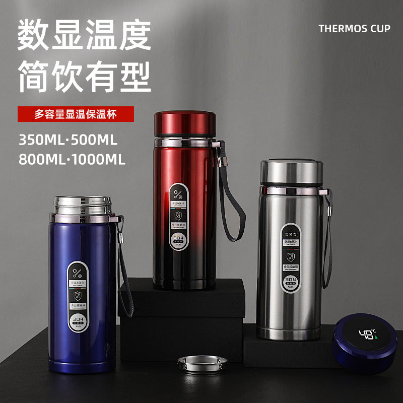 Smart Display Temperature Stainless Steel Insulated Water Bottle with Rope Handle