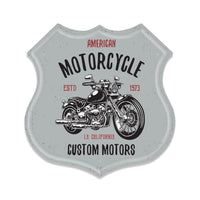 Motorcycle Irregular Tin Sign Wall Decor Shield Metal Plaque