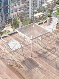 Outdoor Patio Bistro Set with Folding Glass Table and 2 Chairs