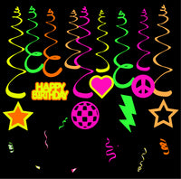 Neon Swirl Hanging Decorations for Blacklight Parties and Birthdays