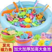 Kids Magnetic Fishing Game Toy Set with Light-Up Fish for Indoor Outdoor Play