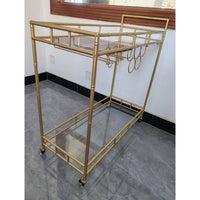 Nordic Style Metal Rolling Bar Cart with Wheels, Multi-functional Storage Trolley for Home and Hotel