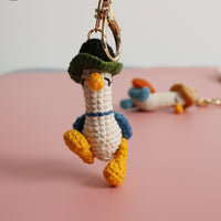 Hand-Knitted Duck Keychain Charm, Cute Crochet Animal Pendant for Bags and Keys