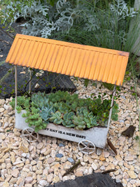 Vintage Iron Art Cart Planter American Country Style Succulent Pot Balcony Decor