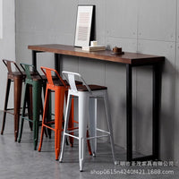Industrial Style Loft Bar Table Solid Wood Iron Narrow High Table for Pub Cafe