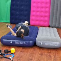 Inflatable Air Mattress for Home and Outdoor Use, Portable Folding Single/Double Air Bed with Built-in Pillow