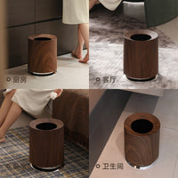 Luxury Faux Wood Grain Double-Layer Trash Can for Home and Commercial Use, 12L