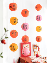 Chinese New Year Red Lantern String Lights with Fu Character for Festive Home Decor