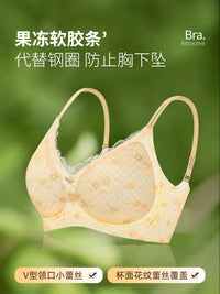 Women's Wireless Seamless Lace Push-Up Bra for Small Busts, French Style, Beautiful Back