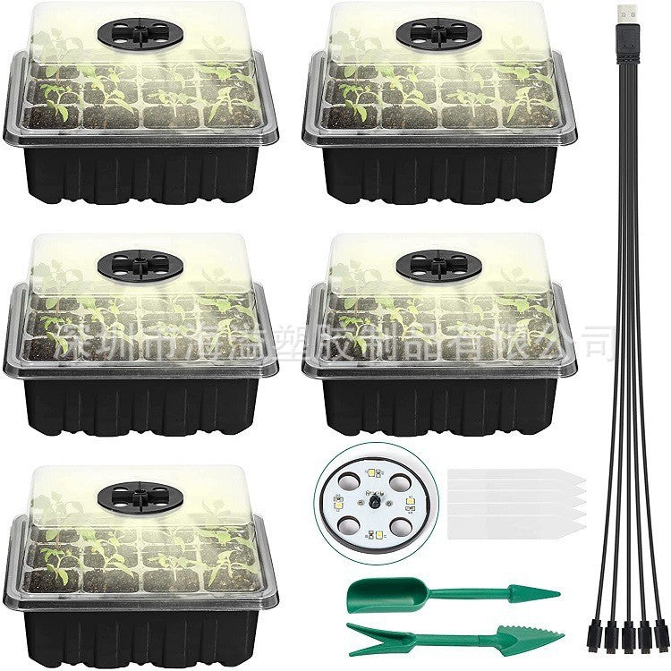 Seedling Starter Trays with Grow Lights and Ventilation Domes, Thickened Plant Germination Kit