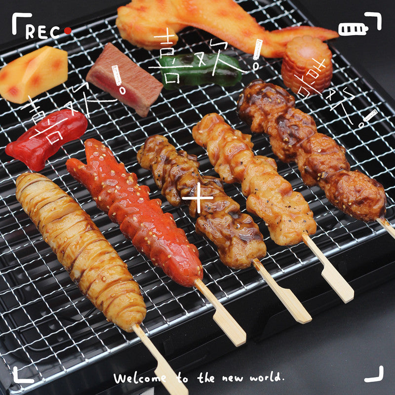 Realistic Japanese Charcoal-Grilled Food Model, Wheat Gluten Crispy Cartilage Ball, Nagoya Chicken Skewer, Display Window Prop