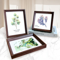 MDF Wood Photo Frame Walnut Finish for Tabletop or Wall Mounting