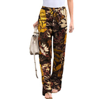 Women's Printed Cotton Linen Casual Elastic Waist Pants