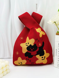 2025 Spring Korean Style Knitted Tote Bag Everyday Versatile Wrist Bag for Outings and Gifts