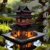 Miniature Ancient Chinese Architecture Resin Ornaments for Aquariums and Micro Landscapes