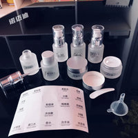 Travel Size Cosmetic Container Set for Airplane Carry-on, Refillable Glass Mini Bottles for Toiletries