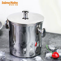German Stainless Steel Double-Layer Ice Bucket with Tongs for Champagne Wine