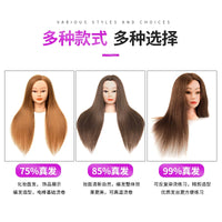 85% Real Hair Mannequin Head for Hairdressing Practice, Dyeing, Perming, and Braiding