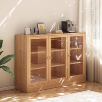 Solid Wood Dustproof Bookcase with Doors and Drawers for Home Office Living Room