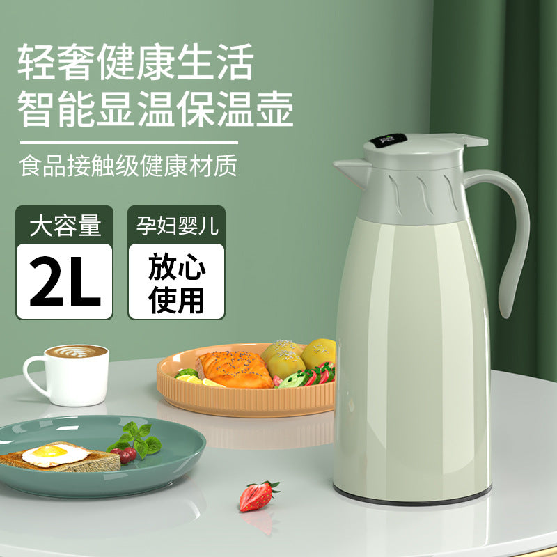 Smart Digital Display Insulated Kettle with Silver Liner, Large Capacity Thermal Coffee Pot