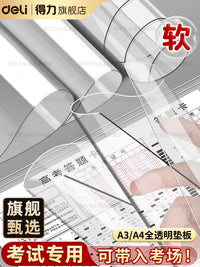 Deli Transparent PVC Soft Writing Pad for Students, A3/A4 Exam Board, Drawing Mat, Desk Protector