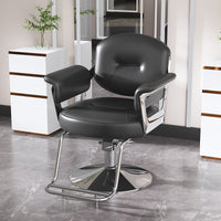 Adjustable Hydraulic Barber Chair with Stainless Steel Armrests for Hair Salon