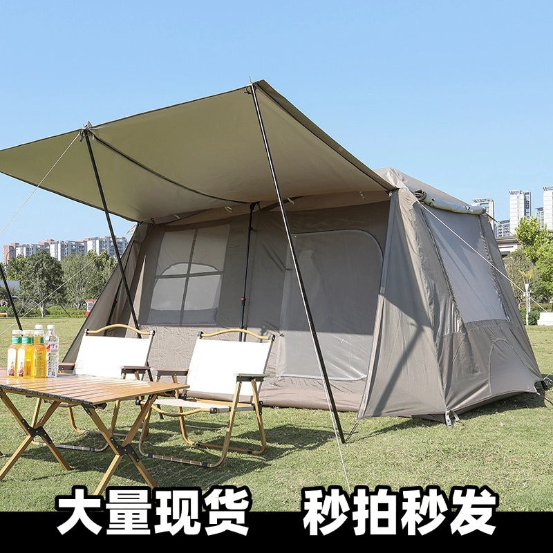 Outdoor Tunnel Camping Tent, Easy Setup, Double Layer, 2 Rooms, 1 Hall, Automatic Family Tent