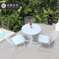 Outdoor Bistro Set with Round Table and Two Chairs, Weather-Resistant Galvanized Steel Patio Furniture